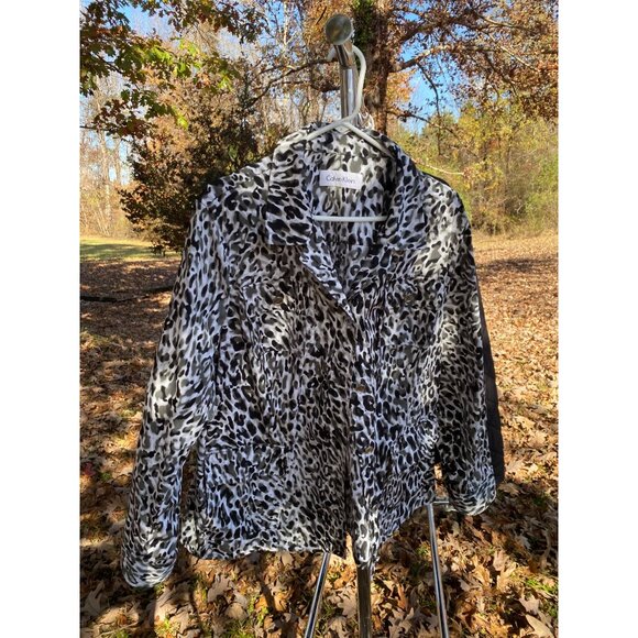 Calvin Klein Women's Black & White Animal Print Button-Up Jacket Best for 1X - Picture 9 of 9